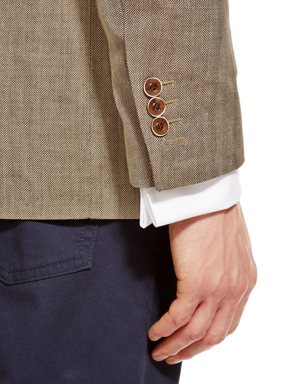 Notch Lapel 2 Button Herringbone Jacket with Wool 5 of 9