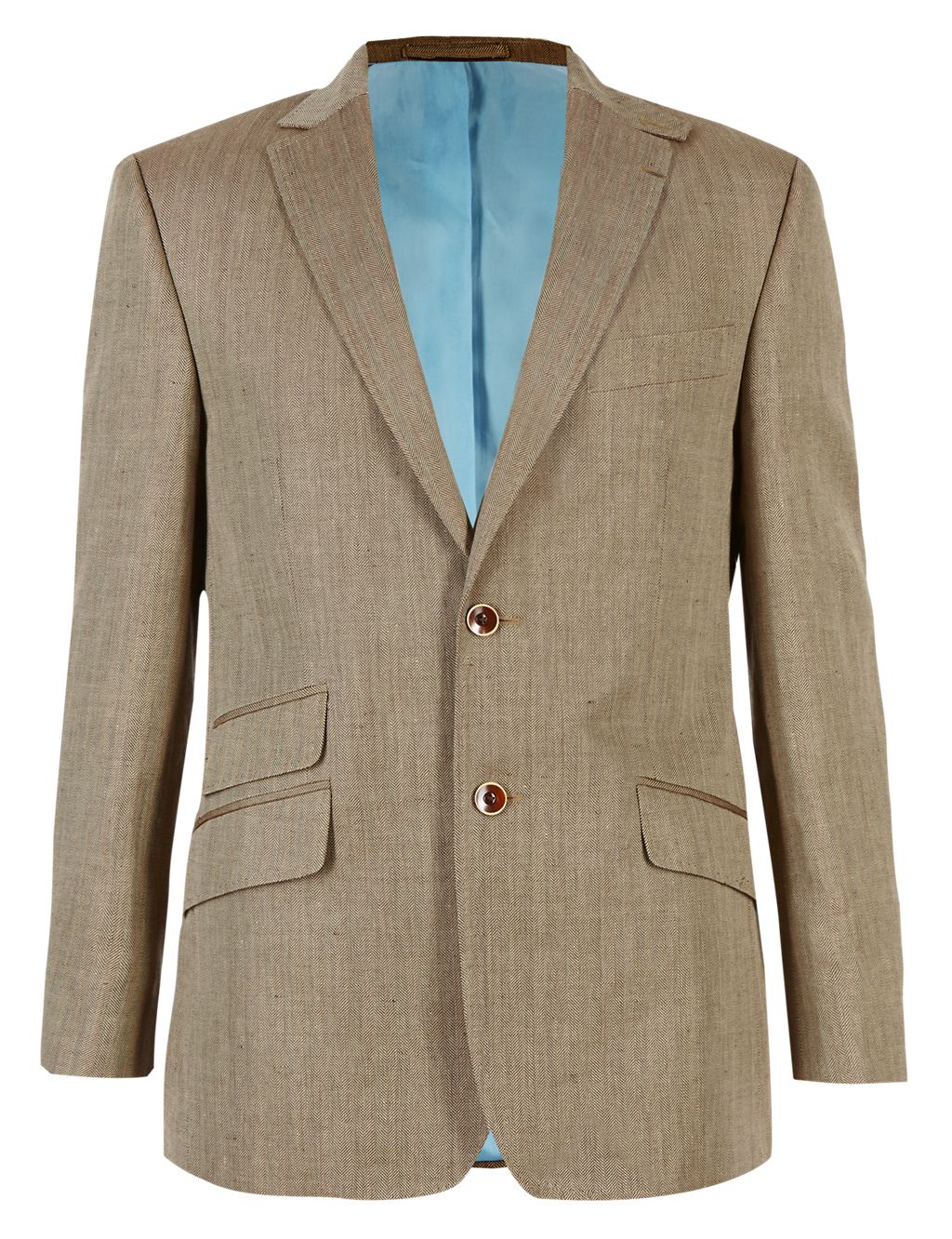 Notch Lapel 2 Button Herringbone Jacket with Wool 1 of 9