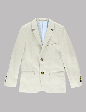 Notch Lapel 2 Button Jacket with Linen (5-14 Years) Image 2 of 6