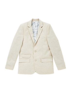 Notch Lapel 2 Button Textured Blazer with Linen (5-14 Years) Image 2 of 8