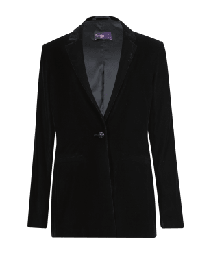 Notch Lapel Velvet Jacket Twiggy M S