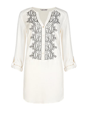 Notch Neck Embroidered Blouse Image 2 of 4