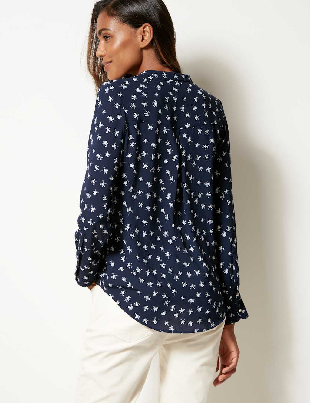 Notch Neck Long Sleeve Blouse 4 of 4