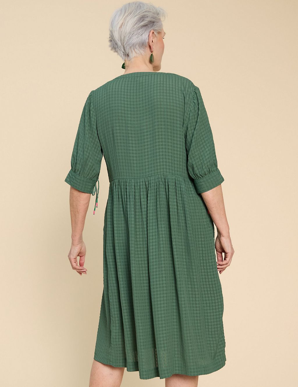 Notch Neck Midi Waisted Dress 2 of 6