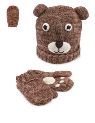 Novelty Bear Hat & Gloves Set Image 1 of 3