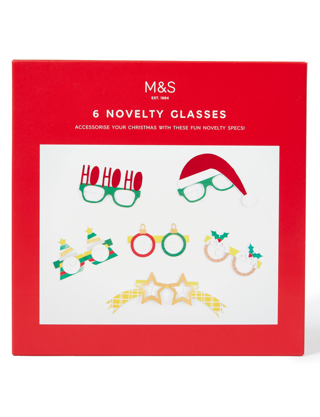 Novelty Christmas Glasses 6 Pack M&S