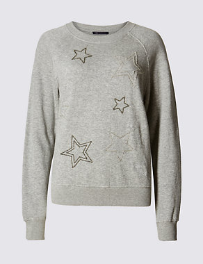 Novelty Star Print Long Sleeve Sweatshirt Image 2 of 4