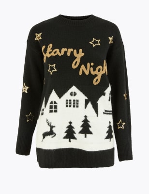 Novelty Starry Night Christmas Jumper Image 2 of 4