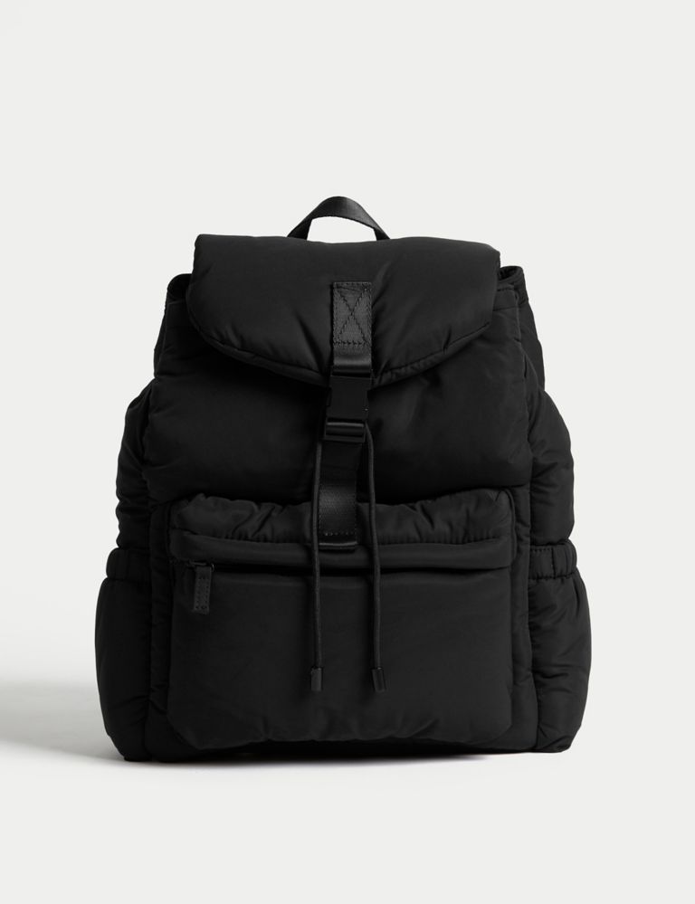 Nylon Drawstring Padded Backpack 1 of 4