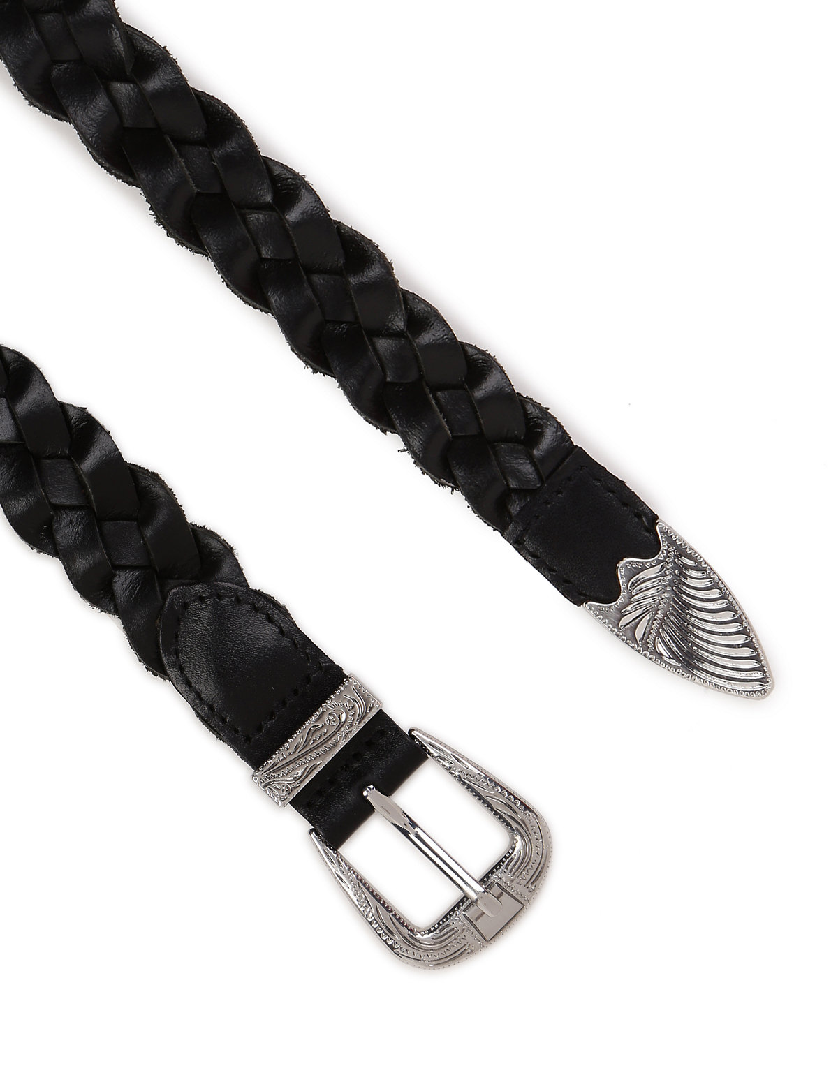 Leather Braided Belt With Buckle Closure