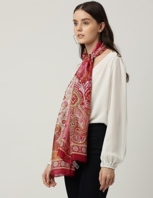 Silk scarf print shirt