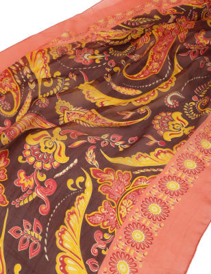 Pure Silk Floral Print Scarf