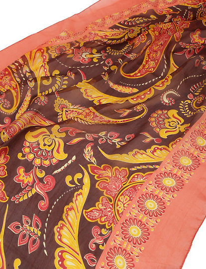 Pure Silk Floral Print Scarf