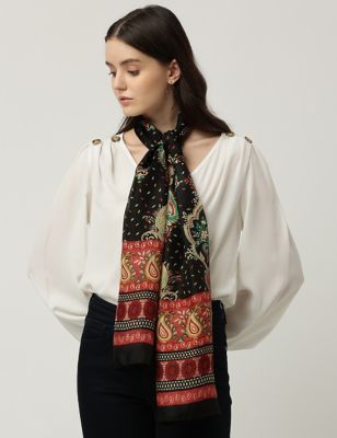Silk scarf print shirt