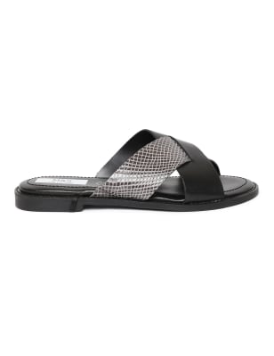 Mens leather slippers online m&s