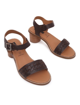 Leather Self Design Sandal