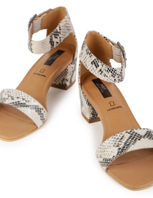 Snakeskin block sales heel sandals