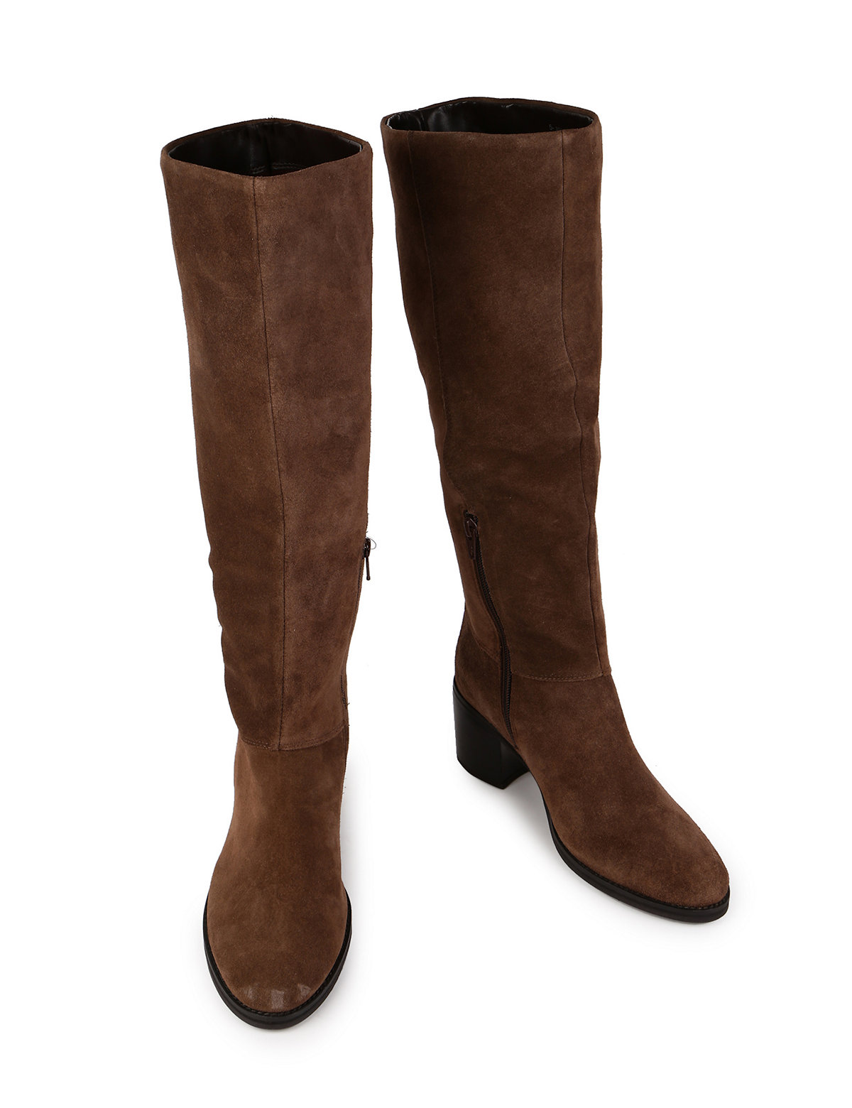 Leather Plain Standard Fit High Boots