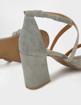 Gray suede hotsell block heel sandal