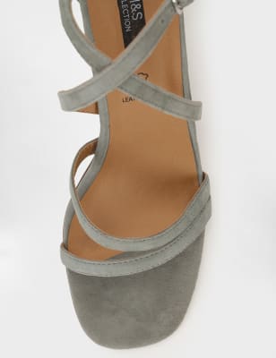 Gray suede on sale block heel sandal