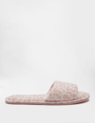 Leopard print slider slippers hot sale