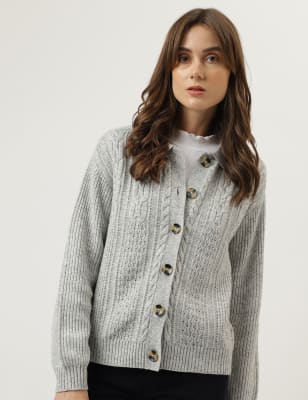 Spread Collar Button Front Cardigan