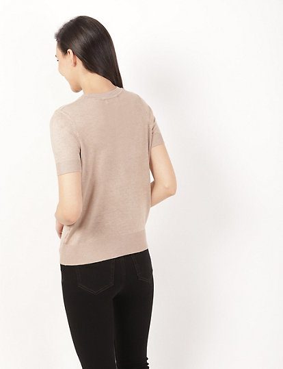 Knitted Crew Neck Short Sleeve Top
