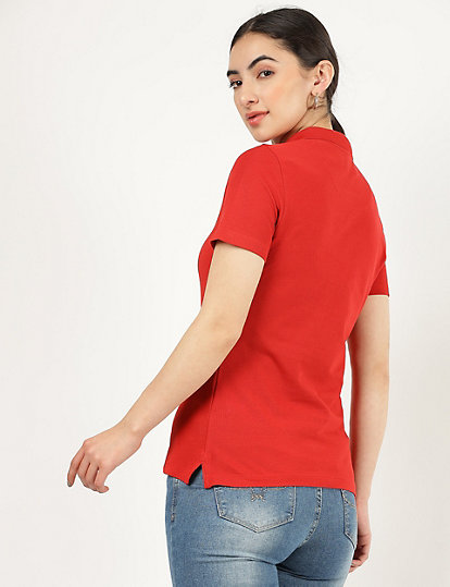 Pure Cotton Plain Polo Collar T-Shirt