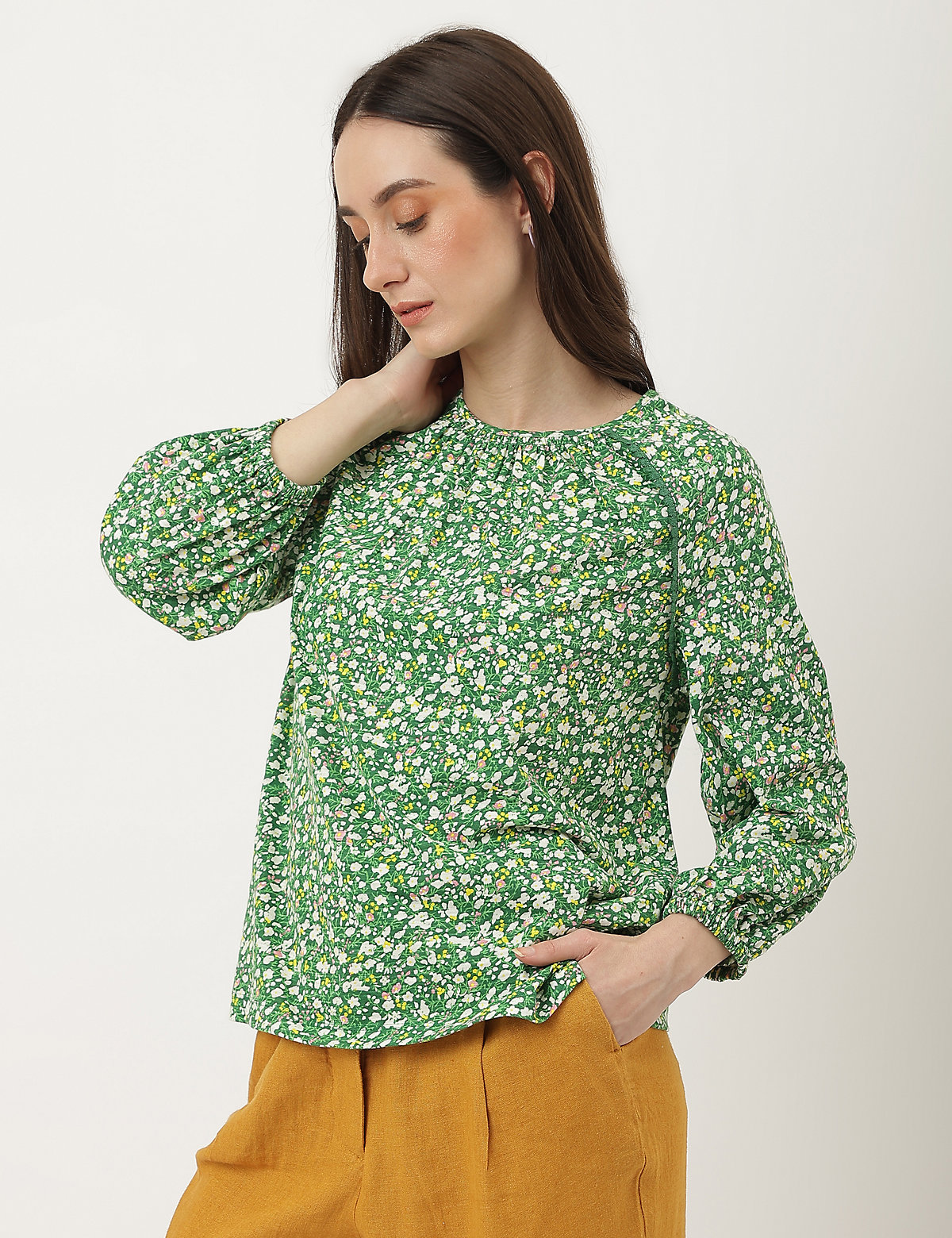 Pure Cotton Printed Round Neck Top