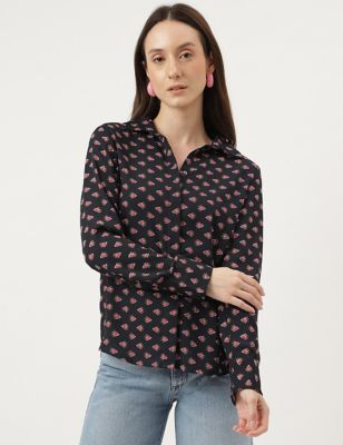 Floral Print Collared Shirt