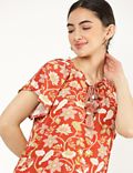 Pure Viscose Floral Round Neck Top