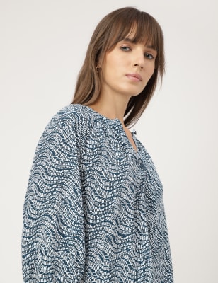 Blue Lapel Collar Viscose Shirt
