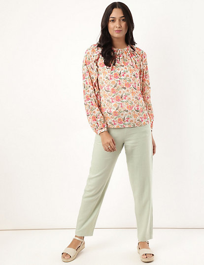 Pure Poly Floral Key Hole Neck Top
