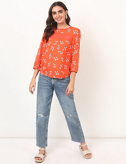 Pure Poly Floral Round Neck Top