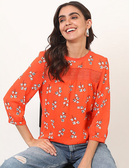 Pure Poly Floral Round Neck Top