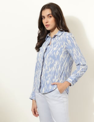 Printed Spread Collar Shirt