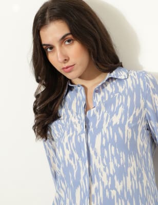 Printed Spread Collar Shirt