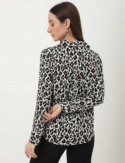Pure Poly Leopard Print Collared Neck Shirt