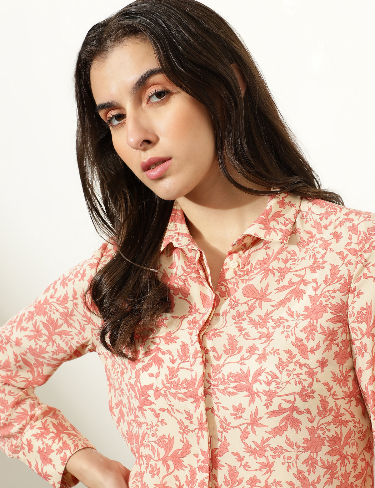 Floral Print Collar Shirt