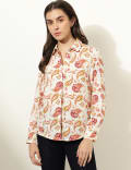 Satin Printed Collared Shirt