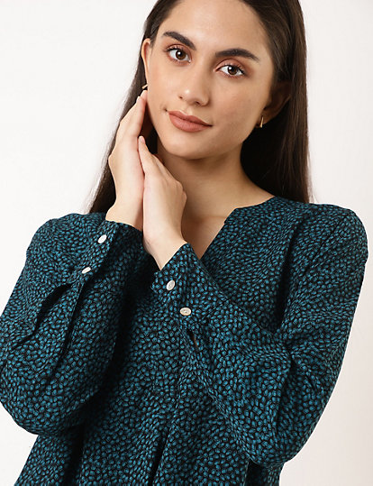 Pure Poly Printed V-Neck Blouse