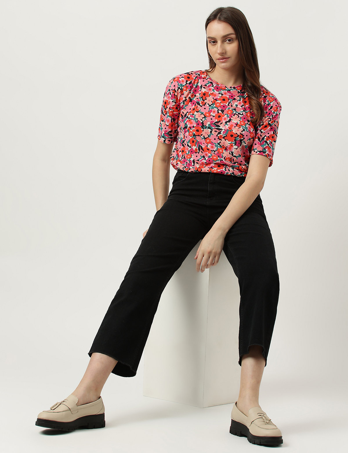 Floral Printed Round Neck T-Shirt