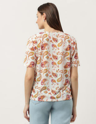 Paisley Printed Round Neck T-Shirt