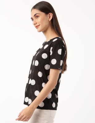 Polka Dot Crew Neck T-shirt