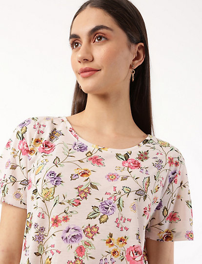 Floral Print Crew Neck T-shirt