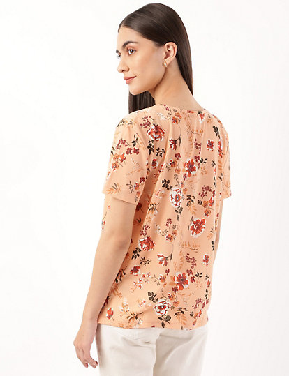 Pure Poly Floral Print Crew Neck T-shirt
