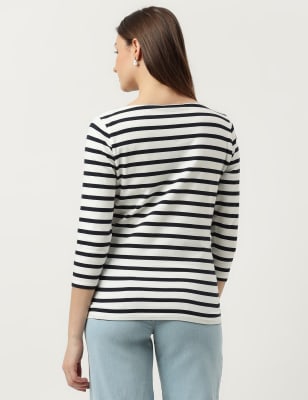 Indigo Tie-Waist Detailed O Neck Standard Fit Diver Fabric Women's Crop T-Shirt - 97266 main image 1