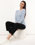 Cotton Mix Geometric Round Neck T-shirt