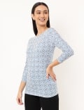 Cotton Mix Geometric Round Neck T-shirt