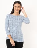 Cotton Mix Geometric Round Neck T-shirt